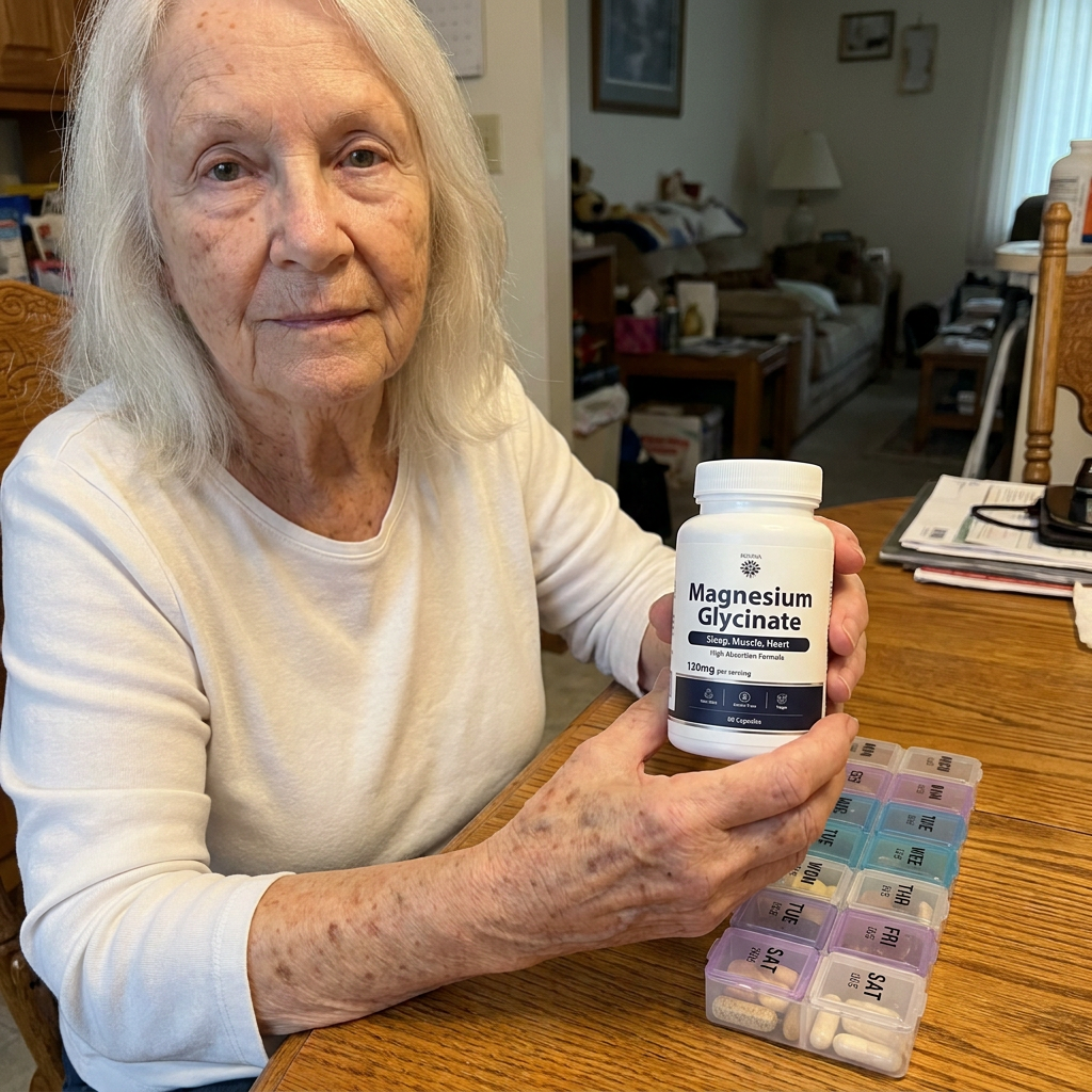 Person with a pill organiser holding Rovina Magnesium Glycinate