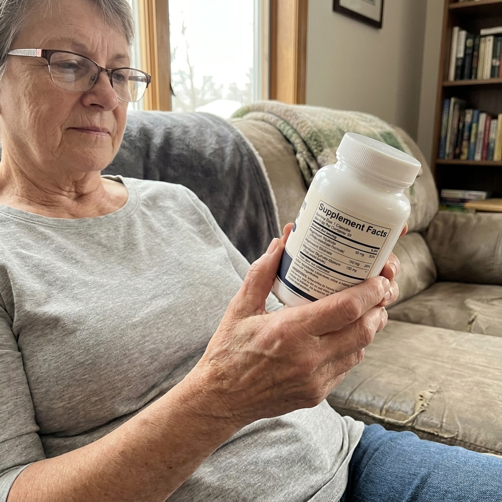 Person reading the label of Rovina Magnesium Glycinate